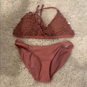 Pink crochet bikini